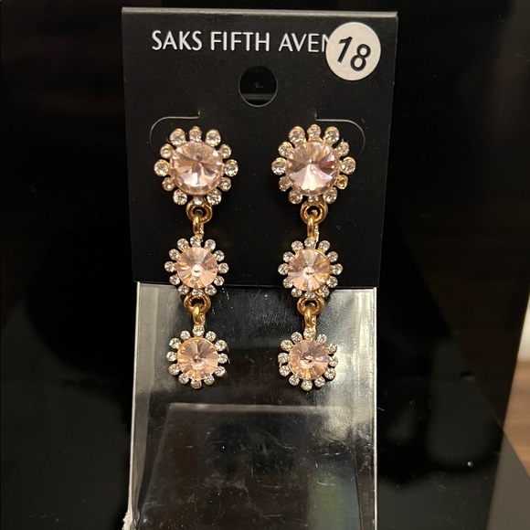 Saks Fifth Avenue Jewelry - Saks Fifth Avenue Blush Pink Crystal Triple Drop Earrings